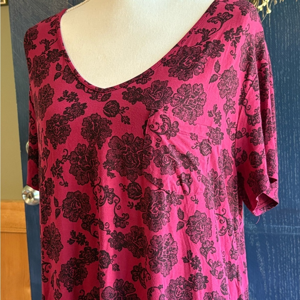 Soma Raspberry Pink Nightgown with Black Floral Print size XL - Picture 2 of 10